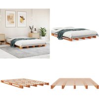 Vidaxl - Palettenbett Wachsbraun 140x200 cm Massivholz Kiefer - Holzbett - Kiefernholzbett - Palettenbett - Landhausbett - Modernes Bett - Home & von VIDAXL