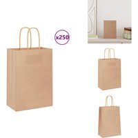 Vidaxl - Papiertragetaschen 250 Stk. mit Henkeln Braun 15x8x21 cm - Papiertragetasche - Papiertragetaschen - Papiertüte - Kraftpapiertüte von VIDAXL