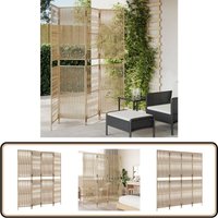 Paravent 4-tlg. Beige Poly Rattan - Raumteiler - Paravent - Trennwandsystem - Privacy Screen - Design Möbel von VIDAXL