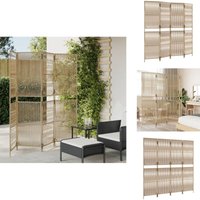 Paravent 4-tlg. Beige Poly Rattan - Raumteiler - Paravent - Trennwandsystem - Wohnraumgestaltung - Privacy Screen von VIDAXL