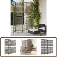 Paravent 4-tlg. Grau Poly Rattan - Raumteiler - Paravent - Trennwandsystem - Privacy Screen - Design Möbel Paravent 4-tlg. Grau Poly Rattan - Raumteiler - Paravent - Trennwandsystem - Privacy Screen - Design Möbel von VIDAXL