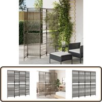 Paravent 4-tlg. Grau Poly Rattan - Raumteiler - Paravent - Trennwandsystem - Privacy Screen - Design Möbel Paravent 4-tlg. Grau Poly Rattan - Raumteiler - Paravent - Trennwandsystem - Privacy Screen - Design Möbel von VIDAXL