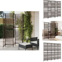 Paravent 5-tlg. Braun Poly Rattan - Raumteiler - Paravent - Trennwandsystem - Privacy Screen - Design Möbel von VIDAXL