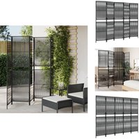 Paravent 5-tlg. Schwarz Poly Rattan - Raumteiler - Paravent - Trennwandsystem - Privacy Screen - Design Möbel von VIDAXL