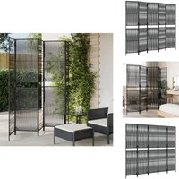 Paravent 5-tlg. Schwarz Poly Rattan - Raumteiler - Paravent - Trennwandsystem - Privacy Screen - Design Möbel von VIDAXL