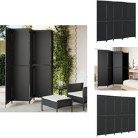 Paravent 5-tlg. Schwarz Poly Rattan - Raumteiler - Paravent - Trennwandsystem - Wohnraumgestaltung - Dekorativer Raumtrenner von VIDAXL