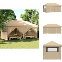 Partyzelt Faltbar Pop-Up mit 4 Seitenteilen Beige - Outdoor-Pavillon - Partyzelt - Festzelt - Sonnenschutz - Gartenfest von VIDAXL