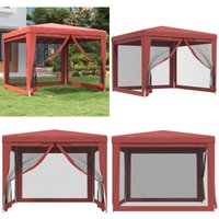 Partyzelt mit 4 Mesh-Seitenwänden Rot 3x3 m hdpe - Partyzelt - Outdoorzelt - Gartenpavillon - Festzelt - Sommergarten - Home & Living von VIDAXL