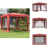 Partyzelt mit 4 Mesh-Seitenwänden Rot 3x3 m hdpe - Partyzelt - Outdoorzelt - Gartenpavillon - Festzelt - Sommergarten von VIDAXL