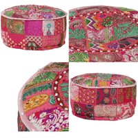 Patchwork Sitzpouf Rund Baumwolle Handgefertigt 40x20 cm Rosa - Sitzsack - Pouf - Wohnaccessoire - Deko - Bohemien Style - Home & Living von VIDAXL