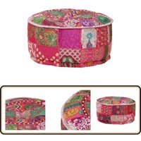 Patchwork Sitzpouf Rund Baumwolle Handgefertigt 40x20 cm Rosa - Sitzsack - Pouf - Wohnaccessoire - Deko - Bohemien Style von VIDAXL
