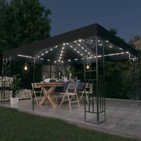 Pavillon Familienzelt mit Doppeldach & LED-Lichterkette 3x4 m Anthrazit vidaXL von BONNEVIE