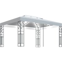 Pavillon Familienzelt mit Doppeldach & LED-Lichterkette 3x4 m Weiß vidaXL von BONNEVIE