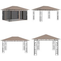 Pavillon mit Moskitonetz 4x3x2,73 m Taupe 180 g/m² - Pavillon - Gartenpavillon - Sonnensegel - Outdoorzelt - Insektenschutznetz - Home & Living von VIDAXL