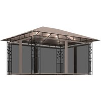 Vidaxl - Pavillon mit Moskitonetz & LED-Lichterkette 4x3x2,73 m Taupe von VIDAXL