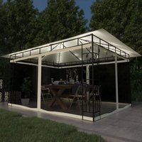 Pavillon Familienzelt mit Moskitonetz & LED-Lichterkette 4x3x2,73m Cremeweiß vidaXL von BONNEVIE