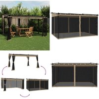 Pavillon mit Netzwänden Taupe 4x3 m Stahl - Gartenzauber - Outdoor Pavilion - Sommergarten - Grillplatz - Terrasse Überdachung - Home & Living von VIDAXL