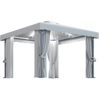 Pavillon mit Vorhängen & LED-Lichterkette 3x3 m Cremeweiß vidaXL839190 von BONNEVIE