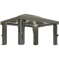 Pavillon mit Vorhängen & LED-Lichterkette 4x3 m Taupe Vidaxl Pavillon mit Vorhängen & LED-Lichterkette 4x3 m Taupe Vidaxl von VIDAXL