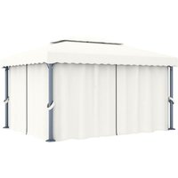Pavillon mit Vorhang 4x3 m Cremeweiß Aluminium Vidaxl Pavillon mit Vorhang 4x3 m Cremeweiß Aluminium Vidaxl von VIDAXL