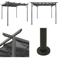 Pergola mit Ausziehbarem Dach Anthrazit 3x3 m Stahl 180 g/m² - Pergola - Pergolas - Home & Living - Anthrazit von VIDAXL