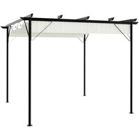Vidaxl - Pergola mit Versenkbarem Dach Cremeweiß 3x3 m Stahl 933034 von VIDAXL
