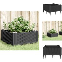 Pflanzkasten mit Erdspießen Schwarz 42,5x42,5x28,5 cm pp - Gartengefäß - Pflanzkasten - Hochbeet - Blumenerde - Balkonpflanzen von VIDAXL