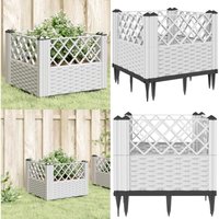 Pflanzkasten mit Erdspießen Weiß 43,5x43,5x43,5 cm pp - Gartengefäß - Pflanzkasten - Hochbeet - Blumenerde - Balkonpflanzen - Home & Living von VIDAXL