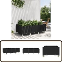 Pflanzkasten mit Rollen Schwarz 150x80x54 cm PP - Pflanzkübel - Blumentopf - Gartenmöbel - Rollcontainer - Balkonpflanze von VIDAXL