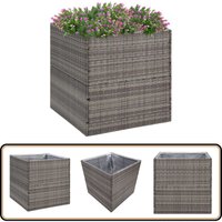 Pflanzkübel Grau 80x80x80 cm Poly Rattan - Blumentopf - Pflanzkübel - Gartenmöbel - Outdoor Deko - Balkon Dekoration von VIDAXL
