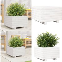 Pflanzkübel Weiß 40x40x26,5 cm Massivholz Kiefer - Holzpflanze - Hochbeet - Blumenerde - Gartendeko - Kübeln - Home & Living von VIDAXL