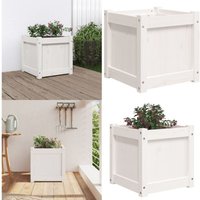 Pflanzkübel Weiß 40x40x40 cm Massivholz Kiefer - Holzpflanze - Kübeln - Blumenerde - Gartendekoration - Balkonpflanzen - Home & Living von VIDAXL