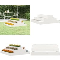 Pflanzkübel Weiß 80x80x27 cm Massivholz Kiefer - Holzpflanze - Holzhintergrund - Blumenerde - Gartendekoration - Hochbeet - Home & Living von VIDAXL