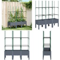 Vidaxl - Pflanzkübel mit Rankgitter Grau 120x40x142,5 cm pp - Blumentopf - Rankgitter - Gartentöpfen - Kübel - Polypropylen Topf - Home & Living von VIDAXL