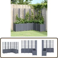 Pflanzkübel mit Rankgitter Grau 160x120x140 cm pp - Blumentopf - Rankgitter - Gartendekoration - Balkonmöbel - Terrassenmöbel von VIDAXL