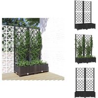 Vidaxl - Pflanzkübel mit Spalier Schwarz 80x40x121,5 cm pp - Blumenkübel - Kübel Mit Rankhilfe - Gartenkasten - Übertopf - Polypropylen Topf von VIDAXL