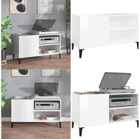 Plattenschrank Hochglanz-Weiß 84,5x38x48 cm Holzwerkstoff - Plattensammlung - Vinylregal - HiFi Möbel - Holzschreibtisch - Sideboard - Home & Living von VIDAXL