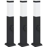Pollerleuchten mit Steckdose 3 Stk. 50 cm Schwarz IP44 vidaXL von VIDAXL