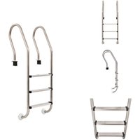 Vidaxl - Pool-Lleiter, -treppen & -rampen - Living Pool-Leiter 3 Stufen 120 cm Edelstahl 304 - Silber von VIDAXL