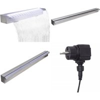 Pool-Wasserfall Fontäne mit LEDs Rechteckig Edelstahl 90 cm - Schwalldusche - Schwallduschen - Home & Living - Silber von VIDAXL