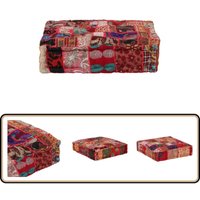Pouf Flickwerk Quadrat Baumwolle Handgefertigt 50×50×12 cm Rot - Sitzsack - Patchwork-Kissen - Bohem Dekoration - Indischer Stil - Wohnaccessoire Pouf Flickwerk Quadrat Baumwolle Handgefertigt 50×50×12 cm Rot - Sitzsack - Patchwork-Kissen - Bohem Dekoration - Indischer Stil - Wohnaccessoire von VIDAXL