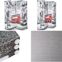 Raumteiler klappbar 160 x 170 cm London Bus Schwarz-Weiß - Raumteiler - Paravent - London - Stadtbild - Schwarz Weiß - Home & Living von VIDAXL