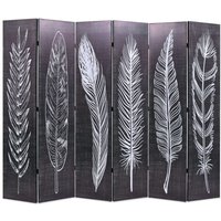 Raumteiler klappbar 228 x 170 cm Federn Schwarz-Weiß - Vidaxl von VIDAXL