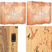 Raumteiler klappbar 228 x 170 cm Weltkarte Gelb - Raumteiler - Paravent - Klappbarer Raumteiler - Weltkarte - Wohnbereich - Home & Living von VIDAXL