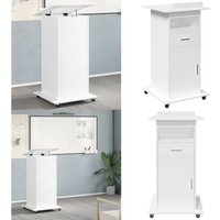 Vidaxl - Rednerpult mit Rollen & Schublade Weiß 55x55x107 cm - Schreibtisch - Bürostuhl - Home Office - Holzwerkstoffmöbel - Rollcontainer - Home & von VIDAXL