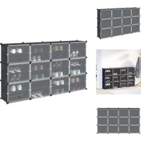 Regalsystem mit 12 Würfeln und Türen Schwarz pp - Würfelregal - Würfelregale - Regalsystem - Würfel Regalsystem von VIDAXL