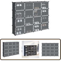 Regalsystem mit 16 Würfeln und Türen Schwarz pp - Vidaxl von VIDAXL