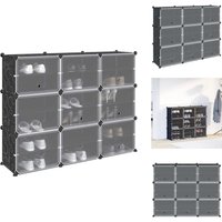 Regalsystem mit 9 Würfeln und Türen Schwarz pp - Würfelregal - Würfelregale - Regalsystem - Würfel Regalsystem von VIDAXL