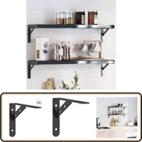 Regalträger 4 Stk. 20x2,5x14 cm Schwarz Edelstahl - Wandregal - Regalhalterung - Edelstahlregal - Schwarze Regalhalterung - diy Regal von VIDAXL