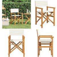 Vidaxl - Regiestuhl Klappbar Creme Massivholz Teak von VIDAXL